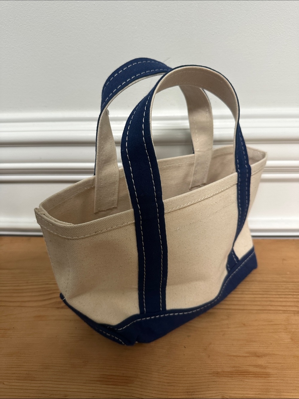 Anthropologie Canvas Tote with Navy Trim and Sequin 'B' - Picture 5 of 5